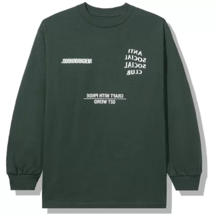 Anti social club x green long sleeve Tshirt