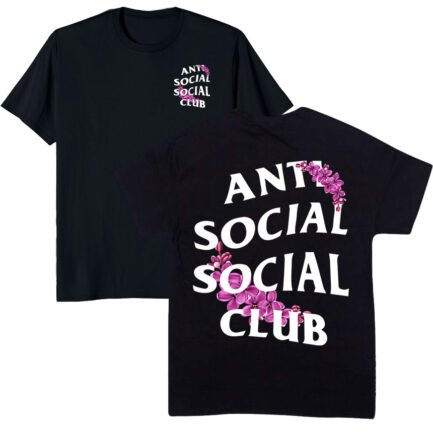 Anti-Social-Social-Club-Pink-&-Red-Rose-Flower-Black-Tshirt