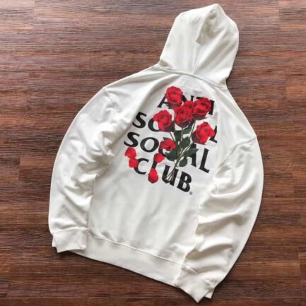 ASSC Red Rose Printed White Hoodie