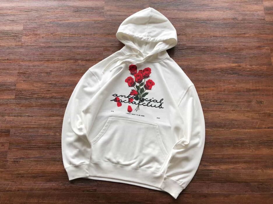Anti Social Social Club Pink Flower Black Hoodie