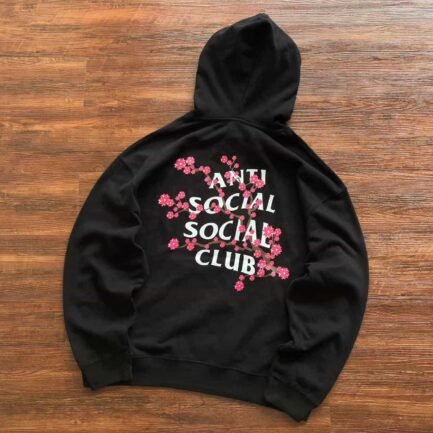 Anti Social Social Club Pink Flower Black Hoodie