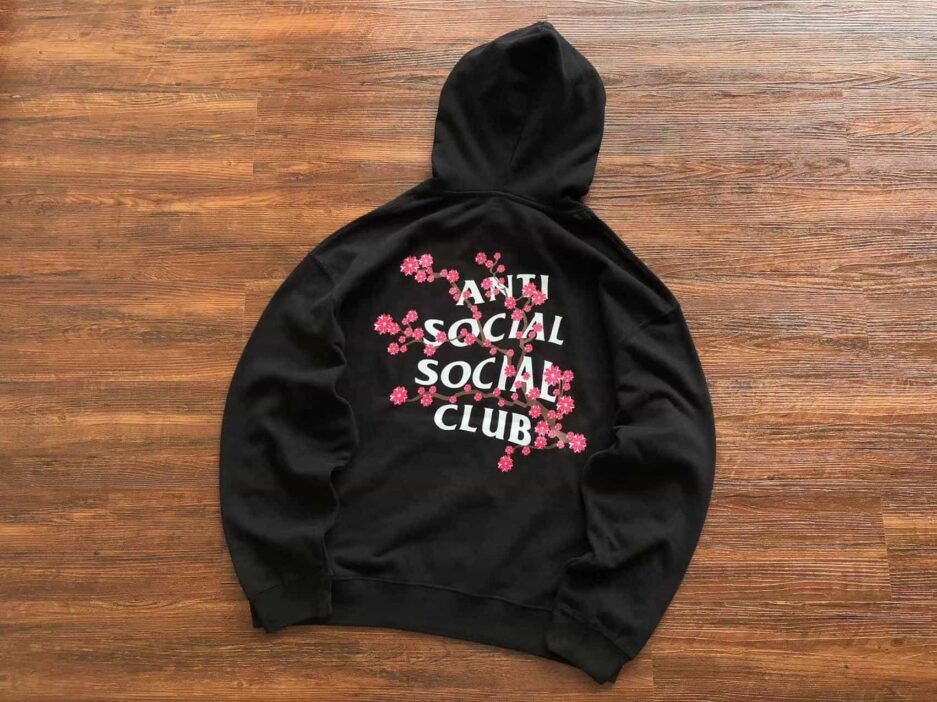 Anti Social Social Club Pink Flower Black Hoodie