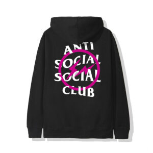 Anti Social Social Club x Fragment Pink Bolt Hoodie– Black